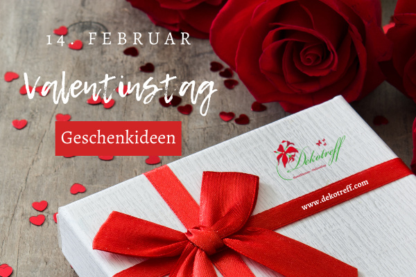 Valentinstags Geschenk künstlicher Rosen Kunstblumenstrauß von dekotreff.com mit roten Herzen 