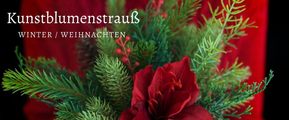 Winter Kunstblumenstrauß mit Tannenzweigen und Amaryllis...