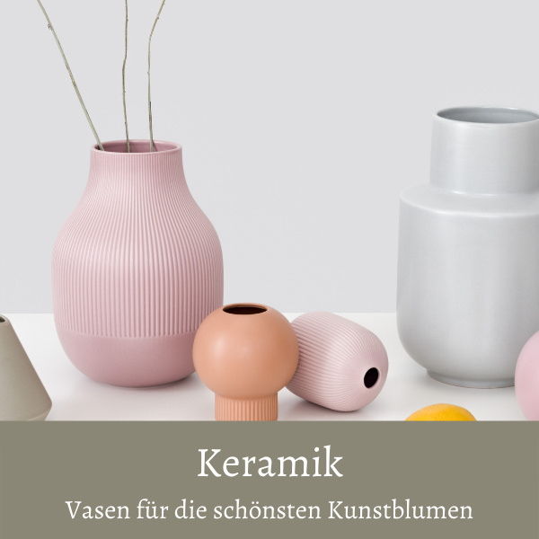Küchen deko Keramikvasen rosa orange weiß für Kunstblumen deko kaufen