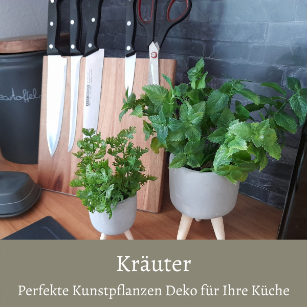 künstliche Kräuter perfekte Kunstpflanzen in der Küche im Dekotreff Kunstblumen Onlineshop