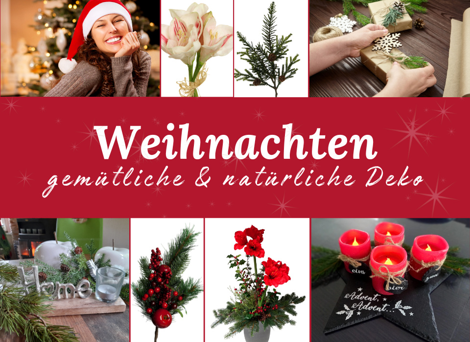 Kunstblumen Weihnachtsdeko für drinnen und draußen künstliche Tannenzweige und Schiefertafel Adventsplatten bei dekotreff kaufen