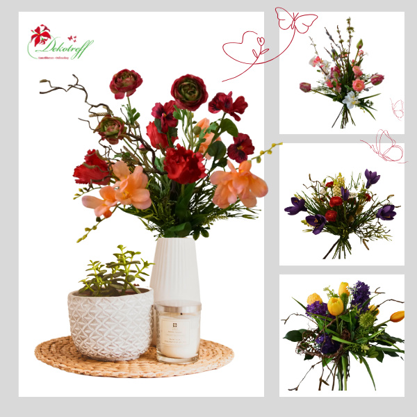 künstliche Frühlingsblumen aus dekotreff onlineshop real touch Magnolien als Kunstblumenstrauß als Tischdeko