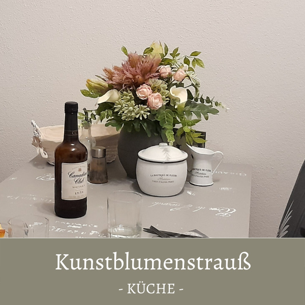 Küchen deko Kunstblumenstrauß mit exotischen Blüten als Willkommensgruß bei dekotreff im Onlineshop Dresden kaufen