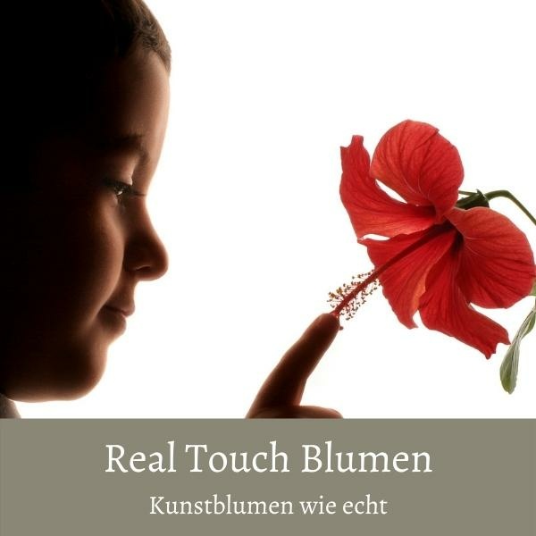 Real touch Blumen Hibiskus rot tut Mädchen anfassen im dekotreff Kunstblumen Onlineshop kaufen
