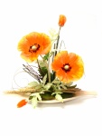 Sebnitzer Kunstblumengesteck Mohnblume orange, H 31cm
