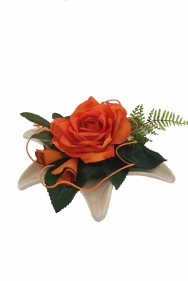 Sternschale Rose orange 20cm Kunstblumengesteck