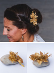Goldene Hochzeit Haarschmuck & Anstecknadel Rosen im Set