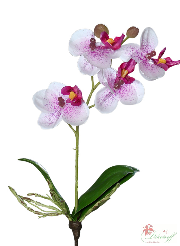 Orchideen Kunstpflanzen Phalaenopsis rosa mit Blatt, 30cm