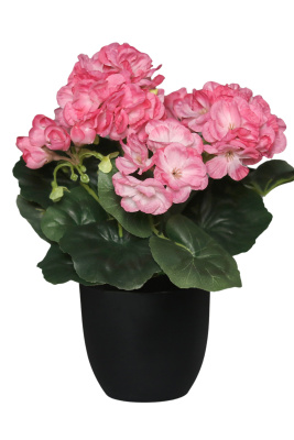 k&uuml;nstliche Geranie rosa im Blumentopf 28cm