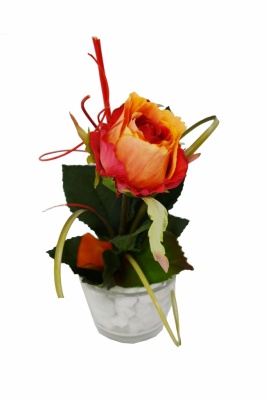 künstliches Blumengesteck Rosenglas rosa, H 18cm