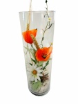 Glaszylinder 33cm mit Sebnitzer Kunstblumen Mohn orange