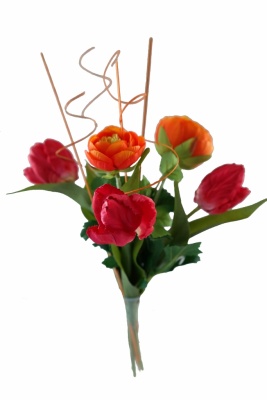 künstlicher Blumenstrauß Tulpe rot 20cm