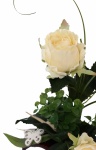 künstliches Blumengesteck Rosen  Keramikwelle weiss,...