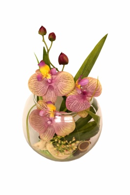 Orchideen Kunstpflanzen Glaskugel, H 18cm