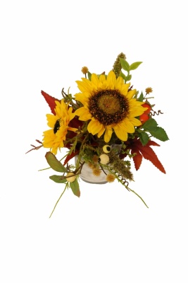 Sonnenblumenglas, H 15cm Herbst Kunstblumengesteck