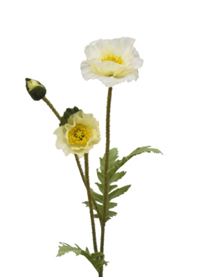 künstlicher Mohn weiß 50cm Kunstblumenzweig