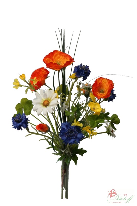 1 Margerite Mohn Kornblume Strauß Künstliche Kunst Seiden Blumen Blüten Pflanzen 
