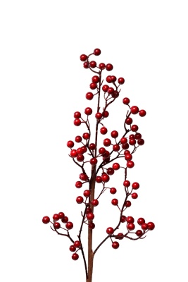 Beerenzweig 62cm rot mit Raureif AR Kunstblume Kunstzweig mit künstlichen Beeren 