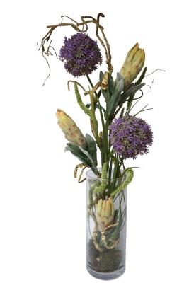 Glaszylinder Allium, H 75cm Kunstblumengesteck