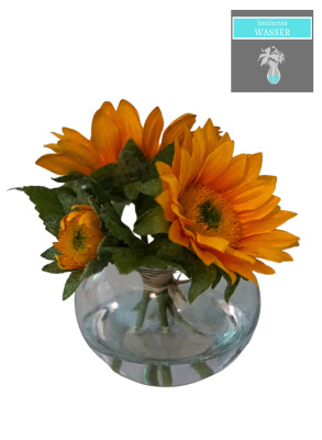 Sonnenblume mit k&uuml;nstlichen Wasser / Kunstblumengesteck