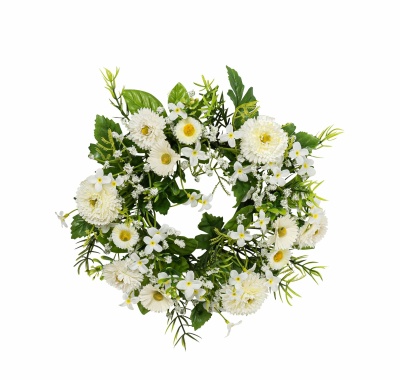 künstlicher Blumenkranz weiß Ø 20cm Frühling / Sommer