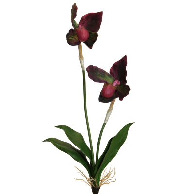 Cymbidie Orchidee mit 9 Blüten 85cm rosa magenta grün künstlich Kunstblume 
