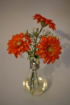 Gerbera Vase mit Kunstwasser - imitiertes Wasser H 23cm orange