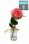 Rosen Vase mit Kunstwasser - imitiertes Wasser H 20cm rosa