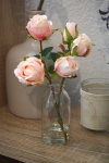Rosenzweig Vase mit Kunstwasser - imitiertes Wasser H 20cm rosa