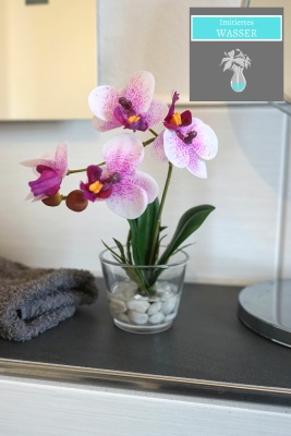 Orchideen Vase mit Kunstwasser - imitiertes Wasser H 20cm rosa