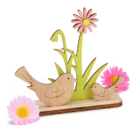 Holz Frühlingsdeko Blume mit Vogel 10cm Holzaufsteller