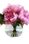 Vase mit Kunstwasser &amp; Kunstblumenstrau&szlig; Pfingstrose - imitiertes Wasser H 25cm rosa