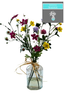 Wiesenblumenstrauß Vase mit Kunstwasser - imitiertes Wasser H 30cm