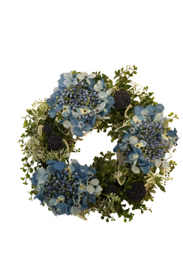 Blumenkranz Hortensien k&uuml;nstlich blau &Oslash; 30cm Kunstkranz Sommer - Herbst