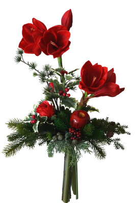 Amaryllis Kunstblumenstrauß rot 40cm Winterdeko