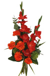 Grabschmuck Kunstblumenstrauß - Aufleger Gladiole rot orange 55cm