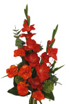 Grabschmuck Kunstblumenstrauß - Aufleger Gladiole rot orange 55cm