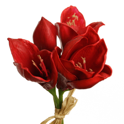 künstliche Amaryllis rot real touch Blumen 4er Bund 30cm