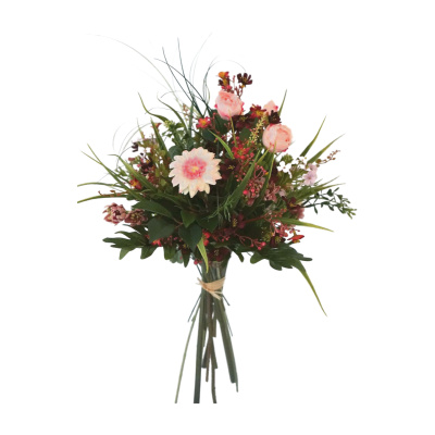 Kunstblumenstrauß rosa Rosen - Gerbera H 30cm