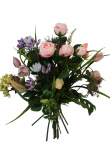 künstlicher Blumenstrauß Rosen und Wildblumen H 25cm