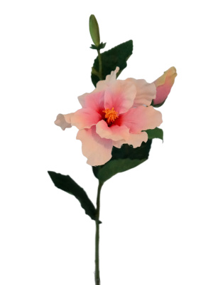 Künstlicher Hibiskus Zweig weiß rosa 60cm - Exotische Blumen