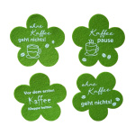 Kaffee Untersetzer mit Spruch - grün - Set 4 Stück