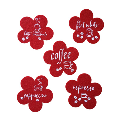 Untersetzer rot - Cappuccino, Latte Macchiato, Espresso... - Set 5 Stück