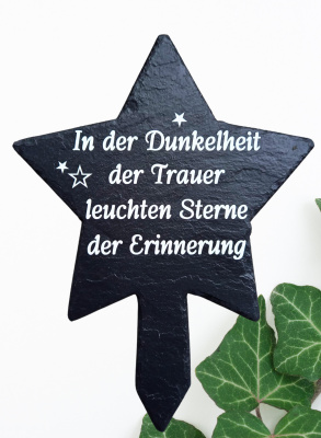 Stern Schiefer Gedenktafel für Grab - Sterne der Erinnerung