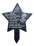 Schiefer Stern Gedenktafel für Grab mit Rose