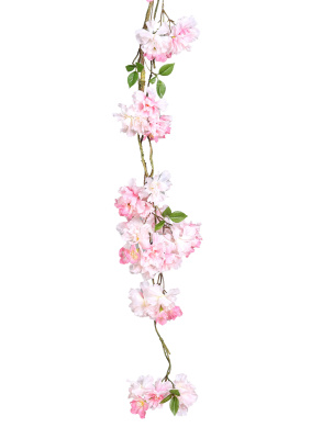 künstliche Girlanden Ranken 130cm Kirschblüten rosa - Blumengirlande künstlich